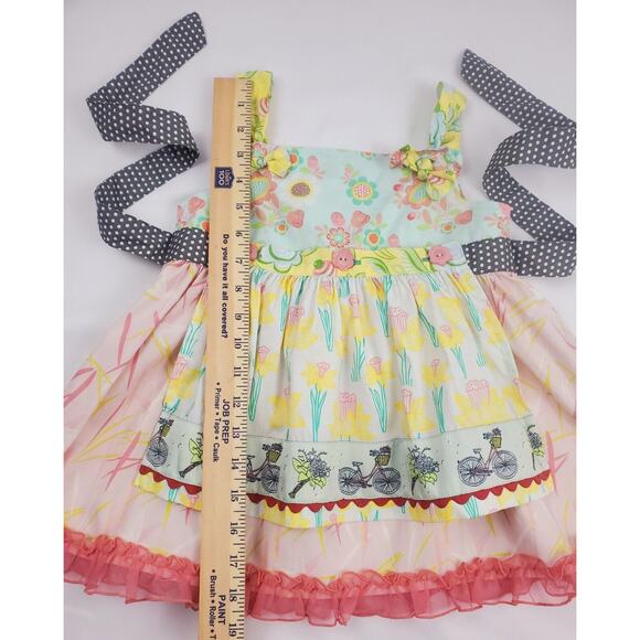 Matilda Jane Top 6 Hello Lovely In The Meadow Pink Floral Knot Apron Girls Size - Picture 3 of 5